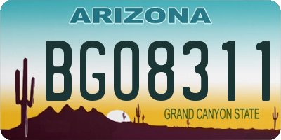 AZ license plate BGO8311