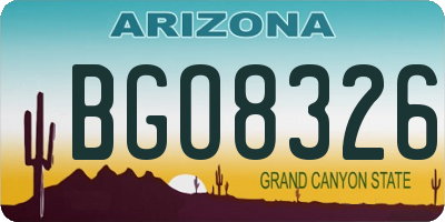 AZ license plate BGO8326