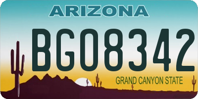 AZ license plate BGO8342