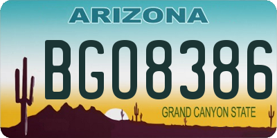 AZ license plate BGO8386