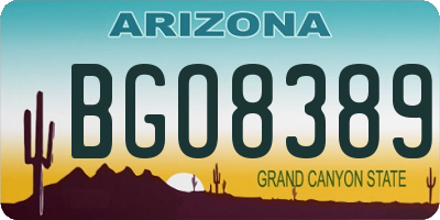 AZ license plate BGO8389