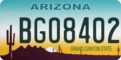 AZ license plate BGO8402