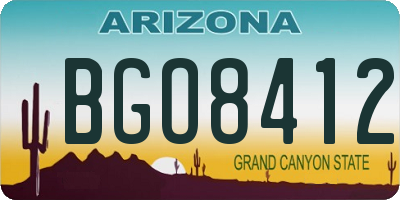 AZ license plate BGO8412