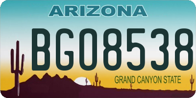 AZ license plate BGO8538