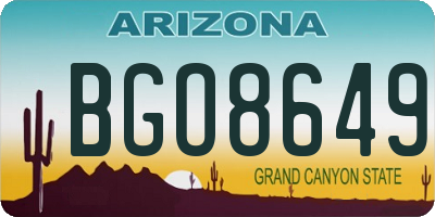 AZ license plate BGO8649