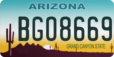 AZ license plate BGO8669