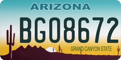 AZ license plate BGO8672