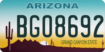 AZ license plate BGO8692