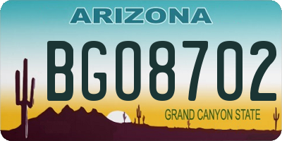 AZ license plate BGO8702