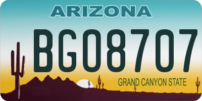 AZ license plate BGO8707