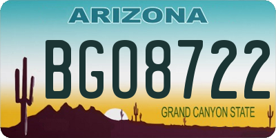 AZ license plate BGO8722