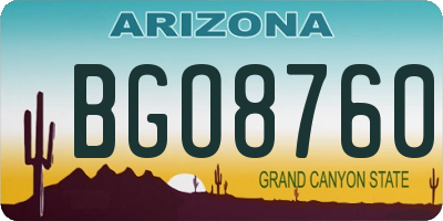 AZ license plate BGO8760