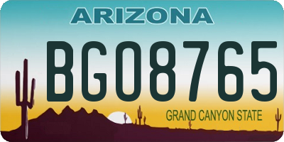 AZ license plate BGO8765