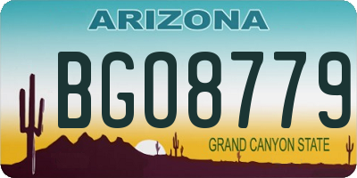AZ license plate BGO8779