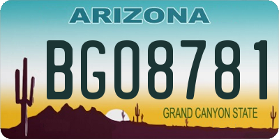 AZ license plate BGO8781