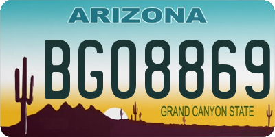 AZ license plate BGO8869
