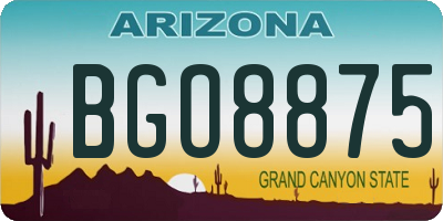 AZ license plate BGO8875