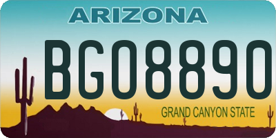 AZ license plate BGO8890