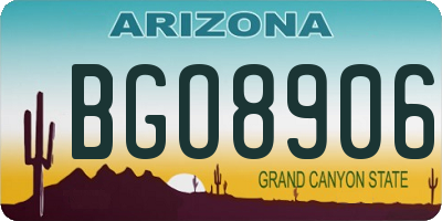 AZ license plate BGO8906