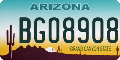 AZ license plate BGO8908