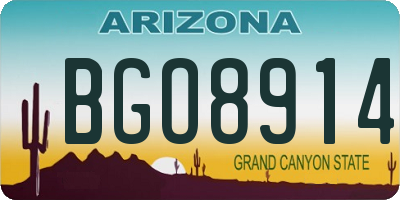 AZ license plate BGO8914