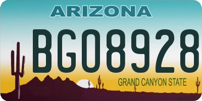 AZ license plate BGO8928