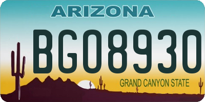 AZ license plate BGO8930