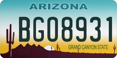 AZ license plate BGO8931
