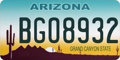 AZ license plate BGO8932