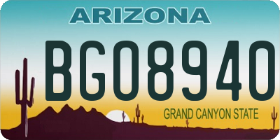 AZ license plate BGO8940