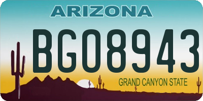 AZ license plate BGO8943
