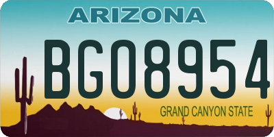 AZ license plate BGO8954