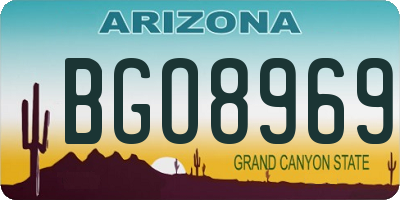 AZ license plate BGO8969
