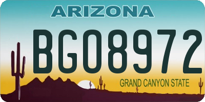 AZ license plate BGO8972