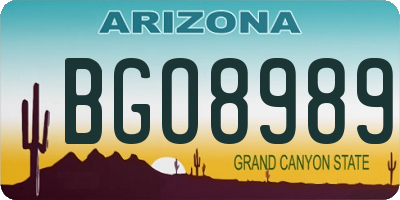 AZ license plate BGO8989