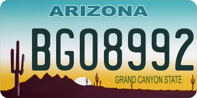 AZ license plate BGO8992