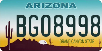 AZ license plate BGO8998