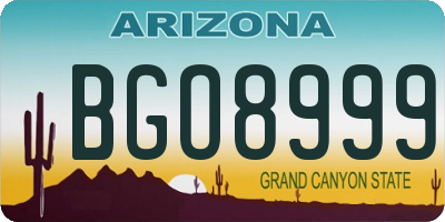 AZ license plate BGO8999