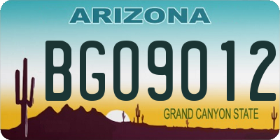 AZ license plate BGO9012