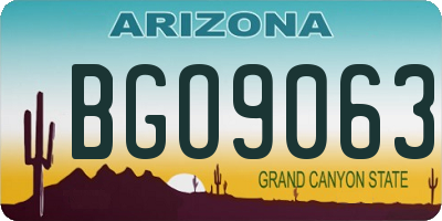 AZ license plate BGO9063