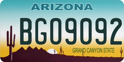 AZ license plate BGO9092