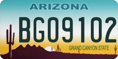 AZ license plate BGO9102