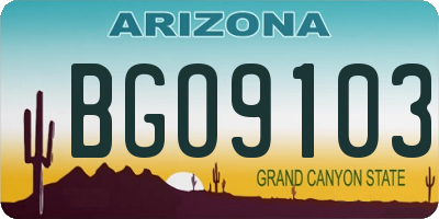 AZ license plate BGO9103