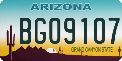 AZ license plate BGO9107