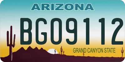 AZ license plate BGO9112