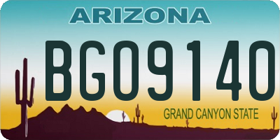 AZ license plate BGO9140