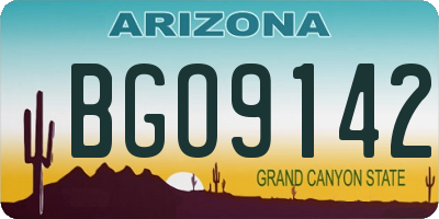 AZ license plate BGO9142