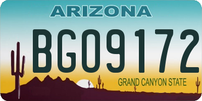 AZ license plate BGO9172