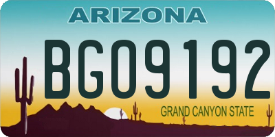 AZ license plate BGO9192