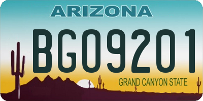 AZ license plate BGO9201
